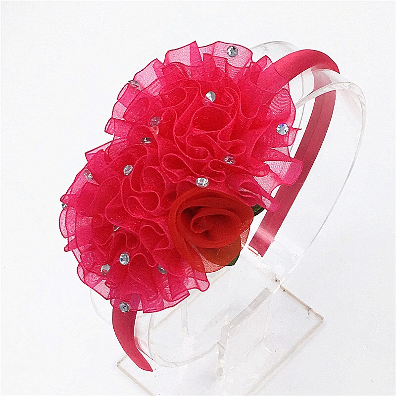 Serre-tête à fleurs en mousseline de soie pour enfants, couleur unie, mignon, serre-tête princesse, accessoires pour cheveux