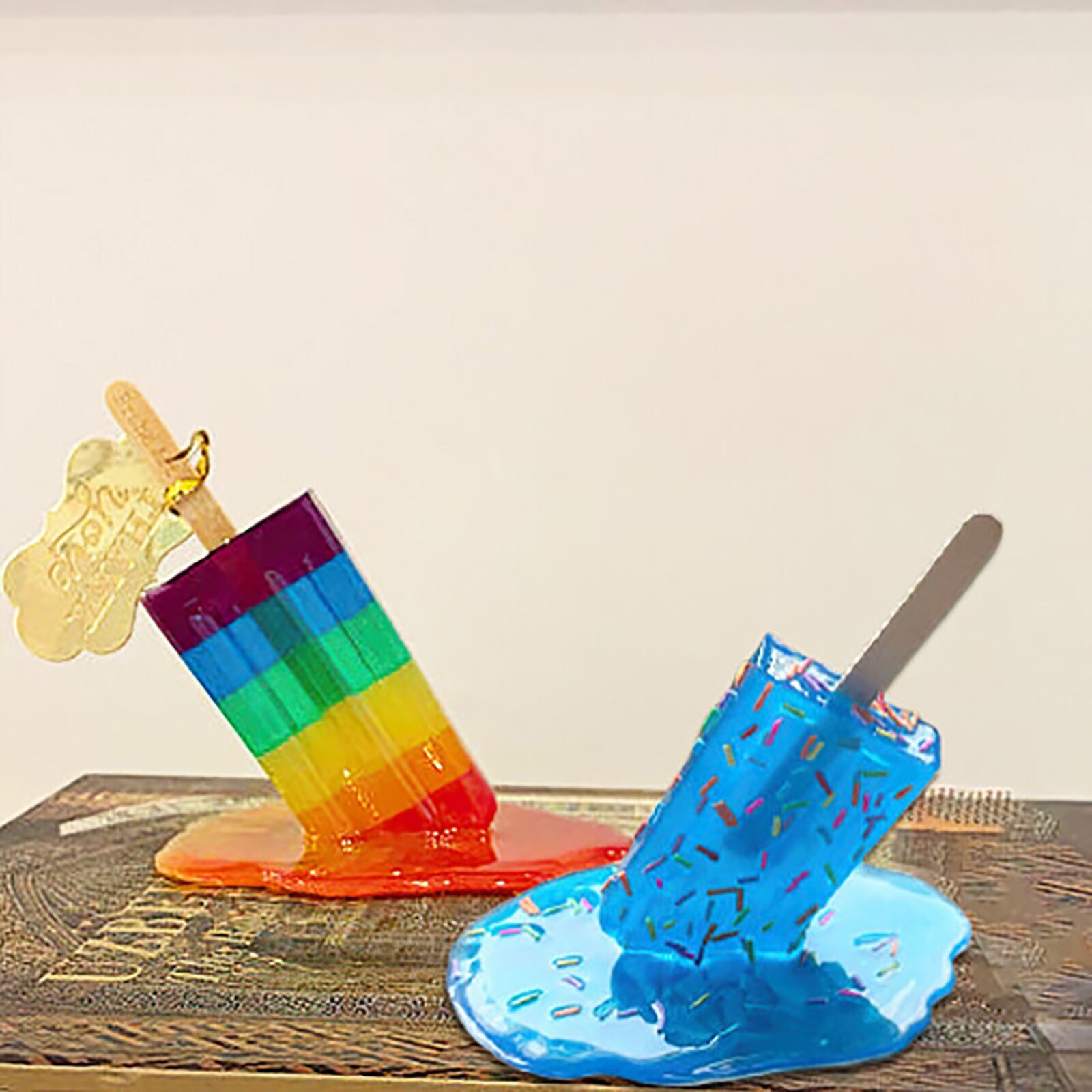 Sculpture de Popsicle en résine transparente, décoration de maison, artisanat Miniature, accessoires de crème glacée, décor de jardin