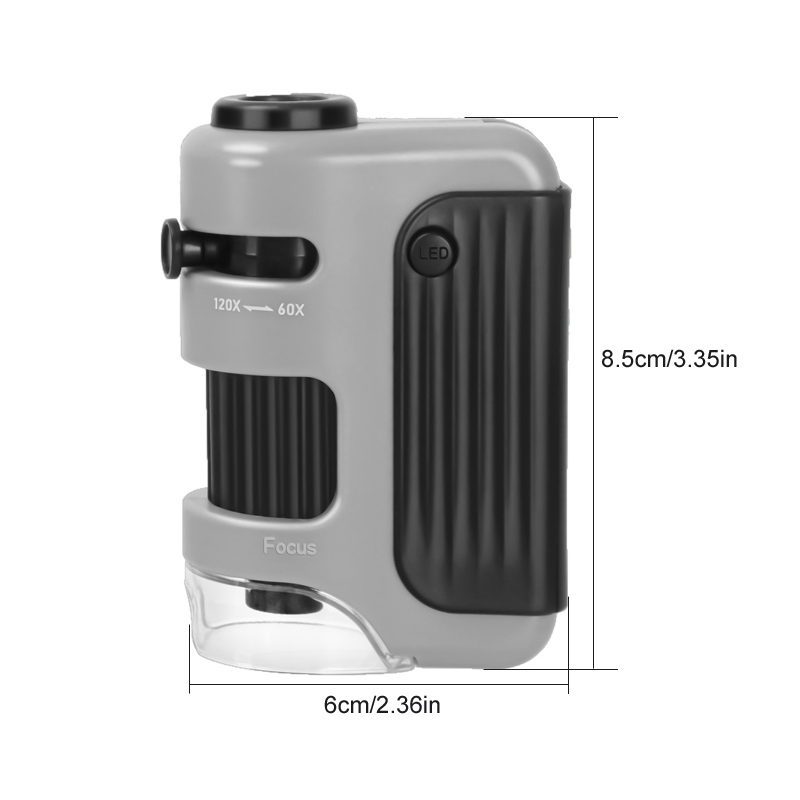 60-120X Portable microscope Outdoor handheld zoom microscope Non spherical optical lens Equipped with LED lights and UV lights A