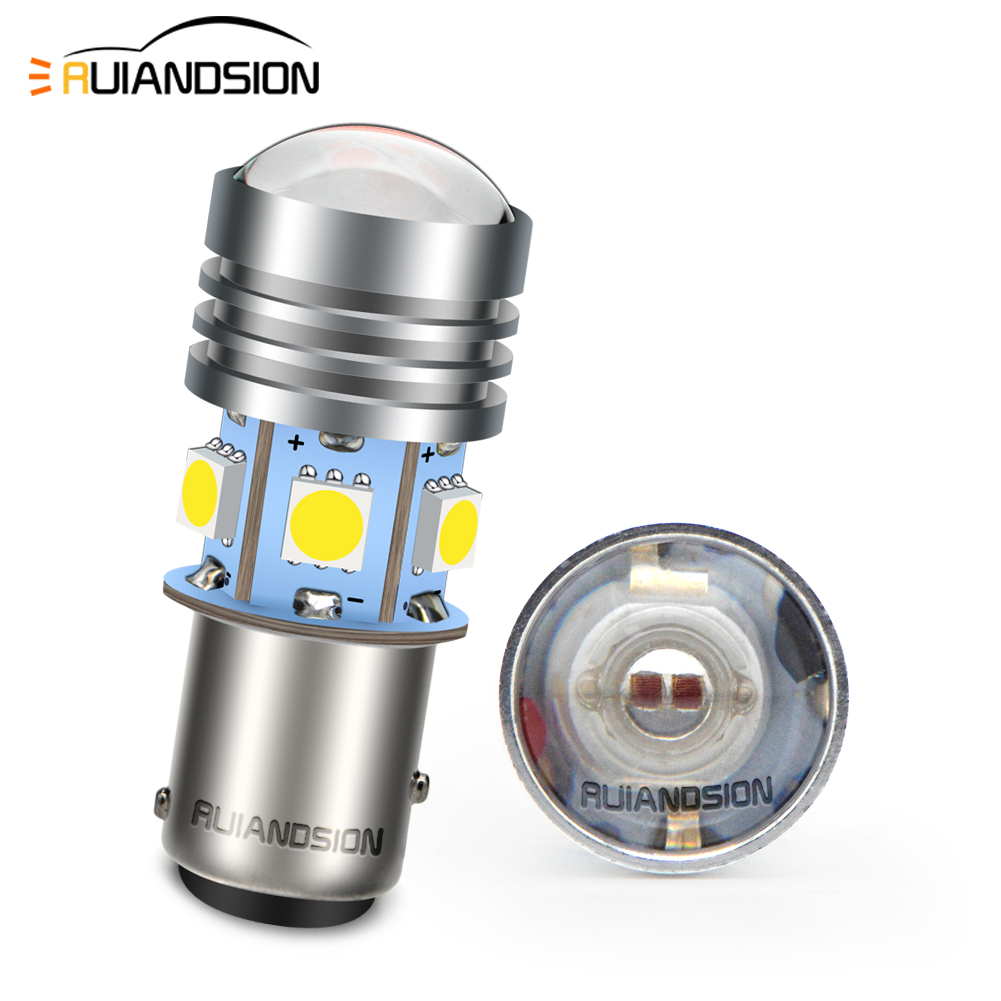 Ruiandsion 2 uds 1157 BAY15D R10W BAZ15D 3W 6V parada LED freno lámpara de marcha atrás bombilla luz de coche luz alta y baja blanco rojo en una bombilla