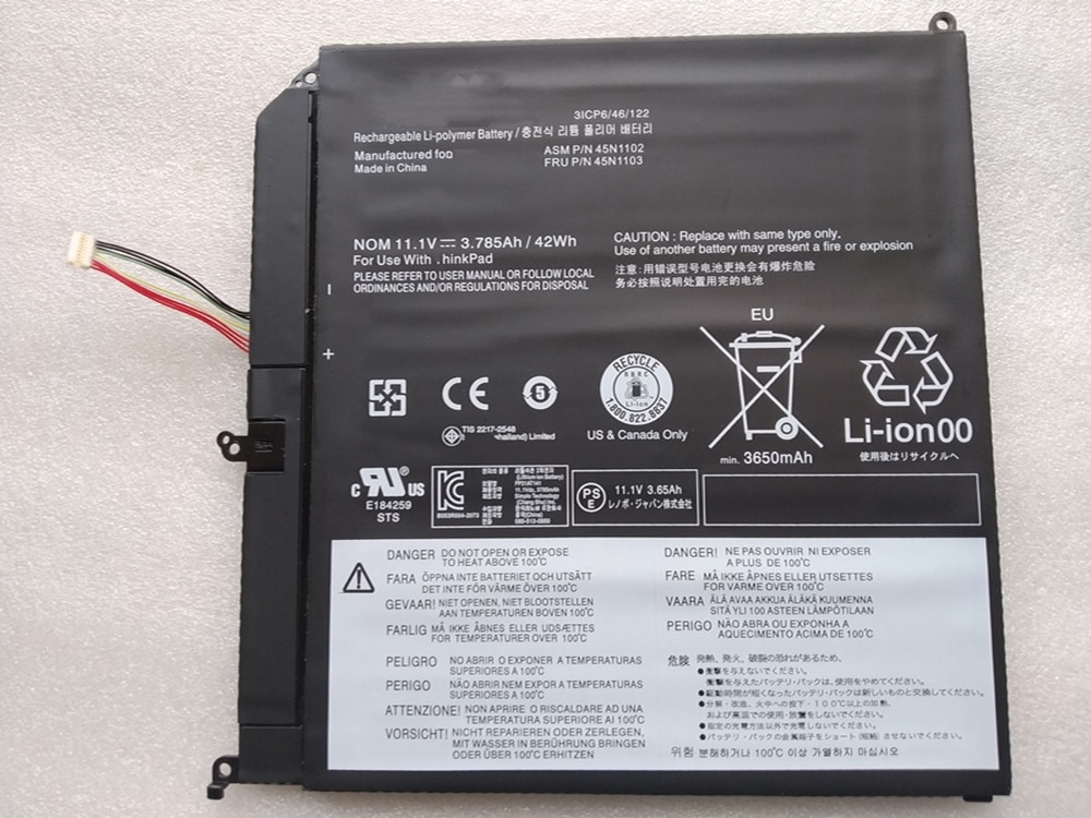 Batterie d&#39;ordinateur portable d&#39;origine 11.1V, 3,785ah, 42wh, 45N1102 45N1103, pour Lenovo ThinkPad X1 helix intégré