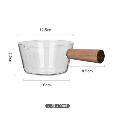 Glas Saus Pan Met Open Schenktuit Koffie Melk Warmer Babyvoeding Soep Chocolade Melting Pot Met Houten Handvat Keuken kookgerei: YELLOW