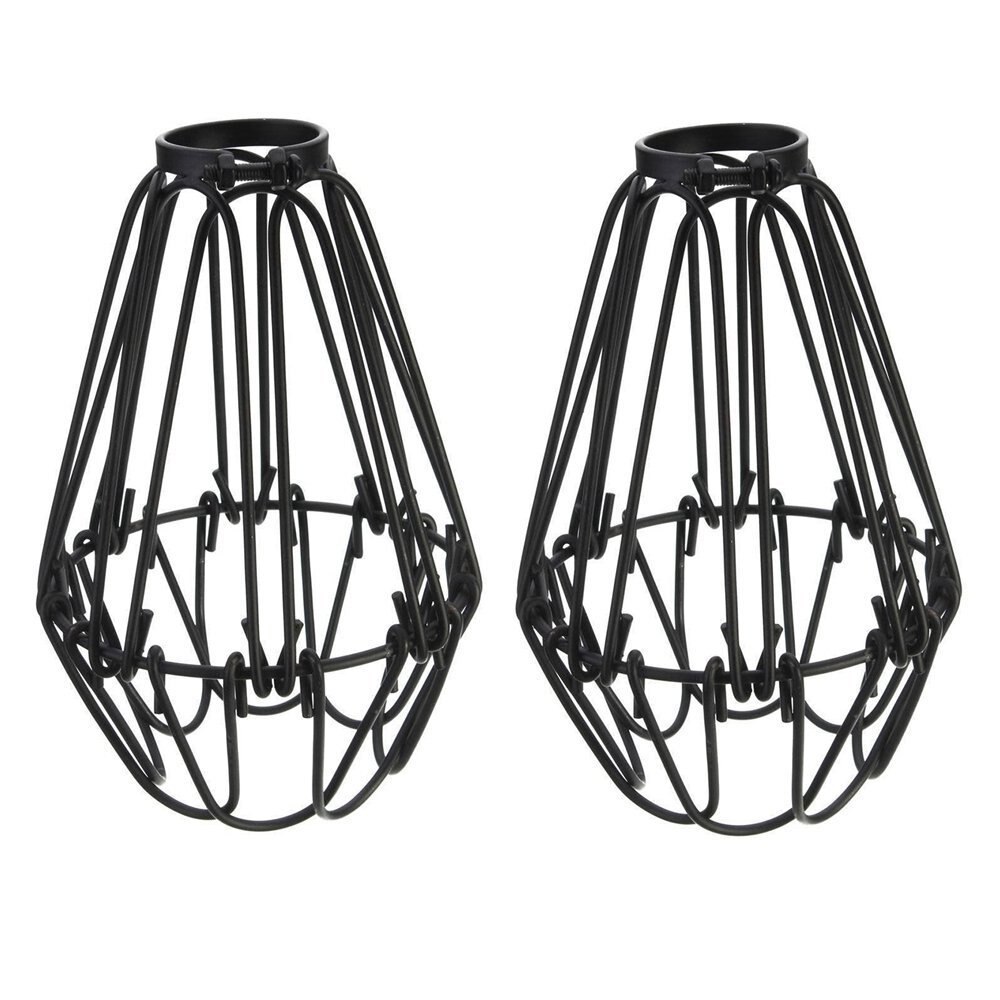 Rustik industriell vintage stil hängande hängsmycke metalltråd bur justerbar armatur lampskydd glödlampa skydd lampbur  d25: Svart 2 st