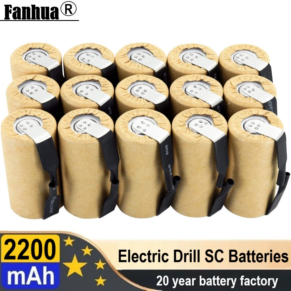 100% Electric Drill SC Batteries 1.2V 2200mAh Sub C Ni-Cd Rechargeable Battey With Tab Power Tool NiCd SUBC Cells