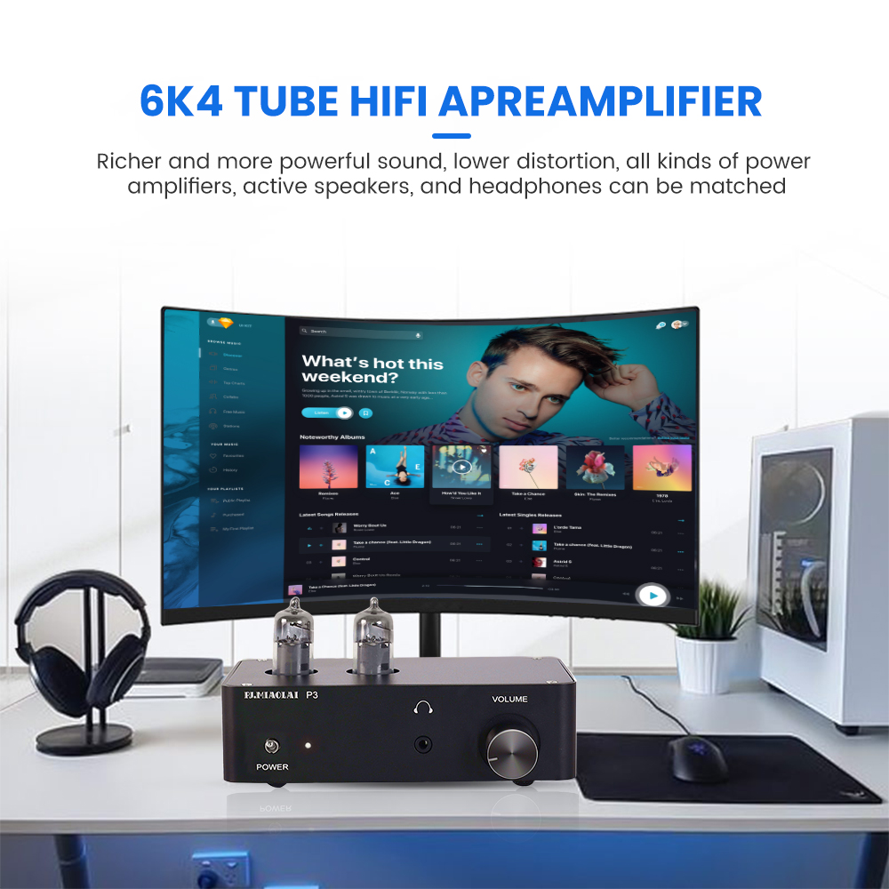 Przedwzmacniacz lampowy HIFI 6K4 Tube Mini High Power Audiophile Headphone Amplifier HD Lossless Wysokiej jakości domowy sprzęt audio