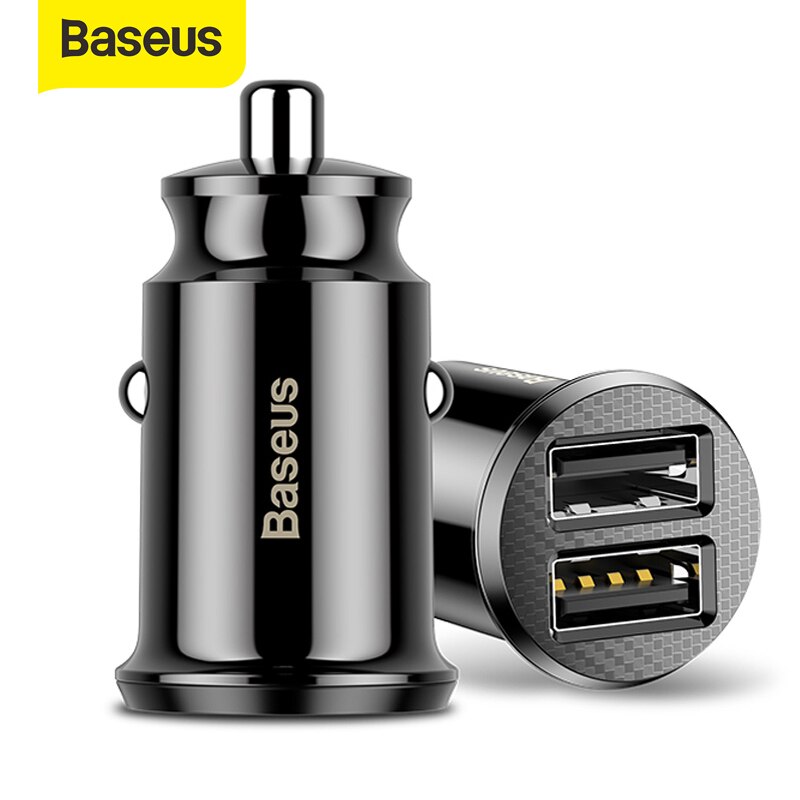 Baseus 3.1A Autolader Mini Snel Opladen In Auto Dual Usb Auto Telefoon Oplader Adapter In Auto Voor Mobiele Telefoon tablet Gps Functie