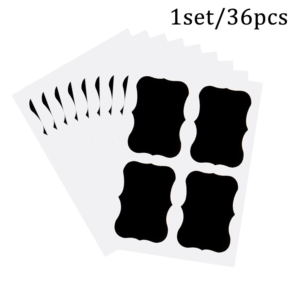 36 unids/set pizarra de tiza pegatinas pizarra artesanía organizador de jarras para cocina etiquetas botella negra pegatinas Stiky DIY: Default Title