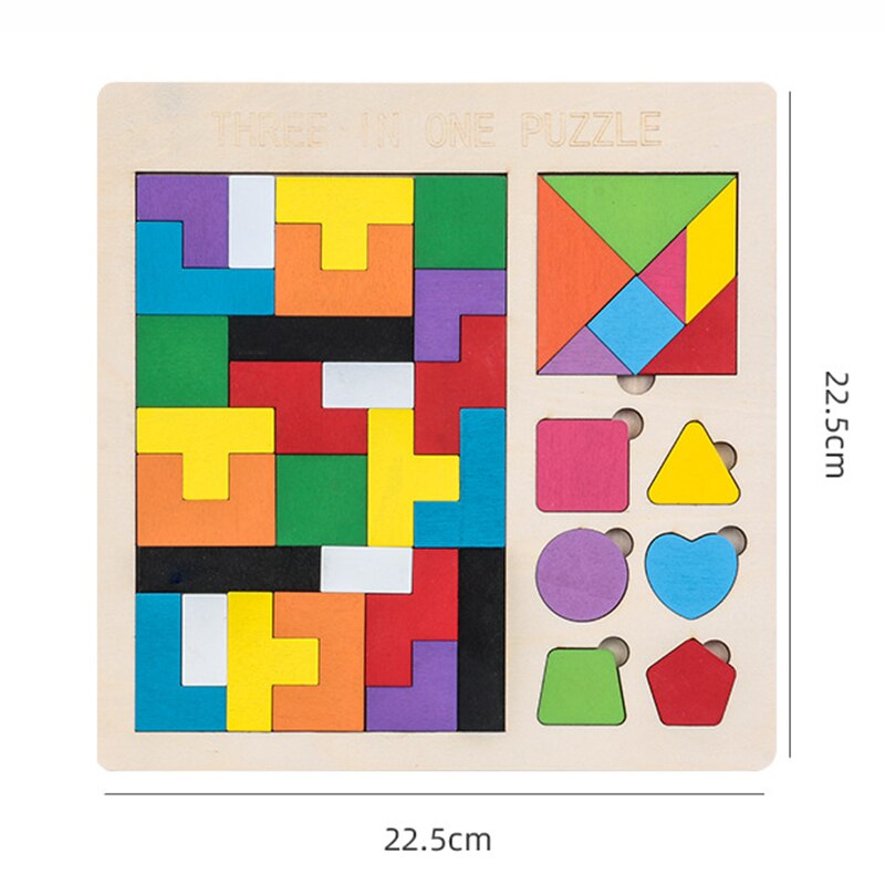 3 em 1 3d quebra-cabeça tangram de madeira crianças pré-escola magination brinquedos de matemática educacional intelectual jogo bloacks para crianças