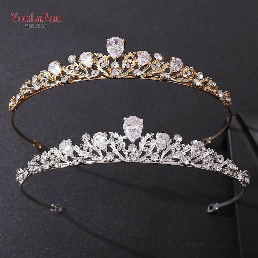 TOPQUEEN HP326 Zirkonia Hochzeit Tiara für Braut-Prinzessin Tiara Stirnband Braut Krone Braut Haar Zubehör für Frauen Tiara