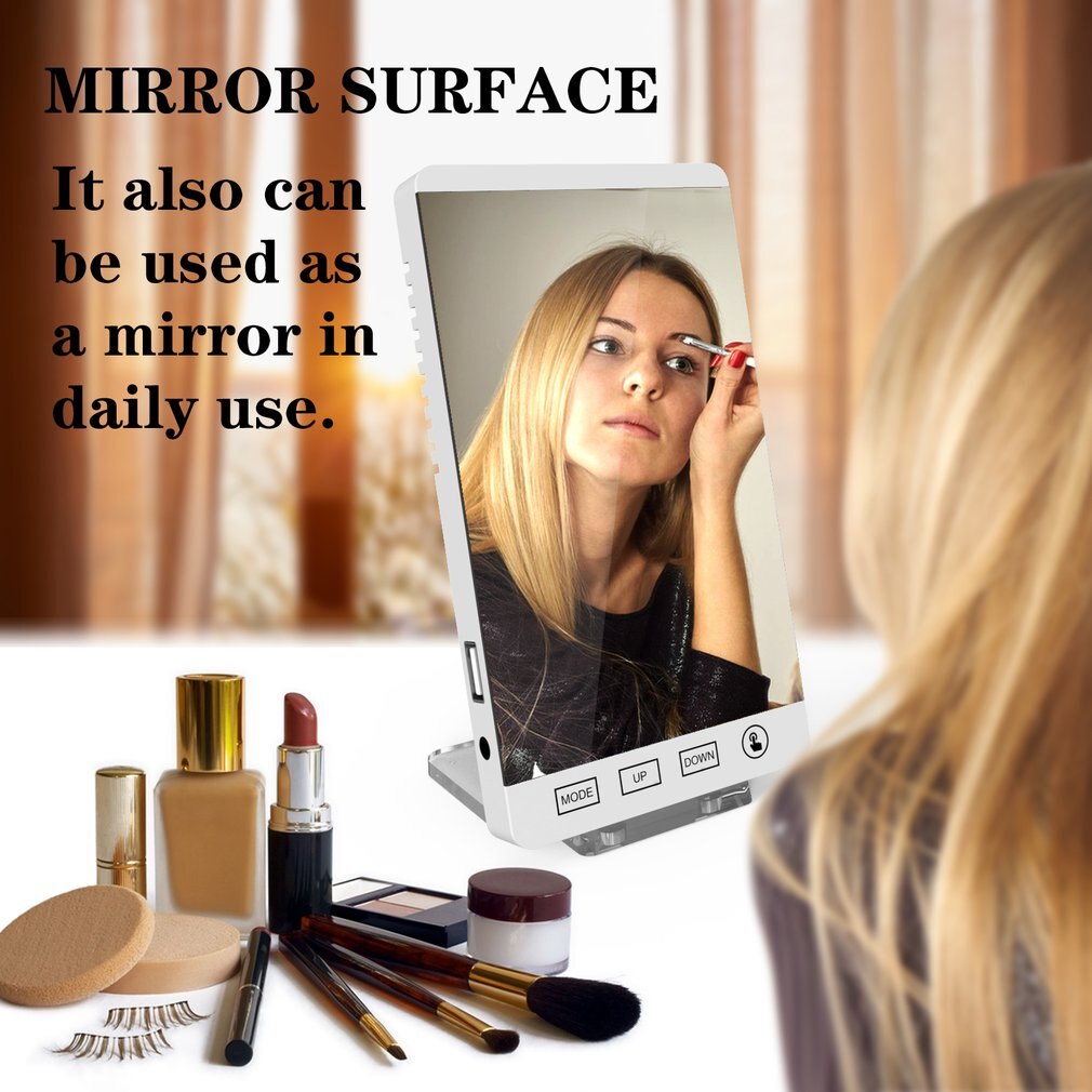 6 Inch LED Mirror Alarm Clock Touch Button Wall Digital Clock Time Temperature Humidity Display USB Output Port Table Clock