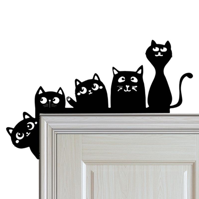 Indoor Halloween Door Toppers Corner Sign Cat Silhouette Decorative Signs & Plaques Cat Black Hanging Ornament Doors Frame Decor