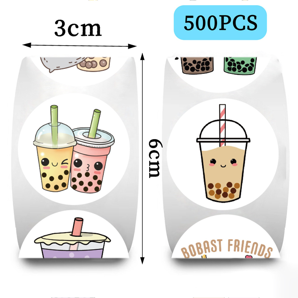 500 stks Cartoon Parel Melk Thee Stickers Pack Voor Meisje Boba Bubble Teas Decal Sticker Om DIY beloning afdichting label Laptop Gitaar