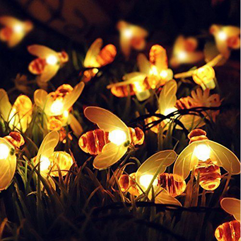 Solar Powered Cute Honey Bee LED String Light 20 LEDs / 100 LEDs Fairy Light Outdoor Garden Fence Patio Christmas Garland Lights