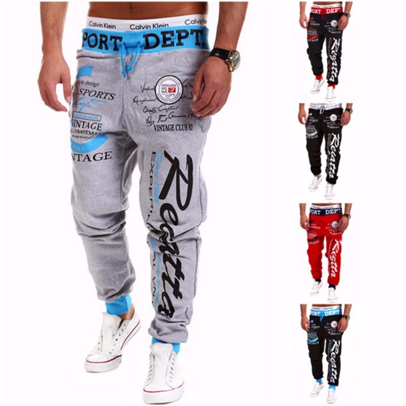 Bukser baggy herre bogstavtryk baggy harem cool lange bukser joggers wear plus size m-xxxl snøre
