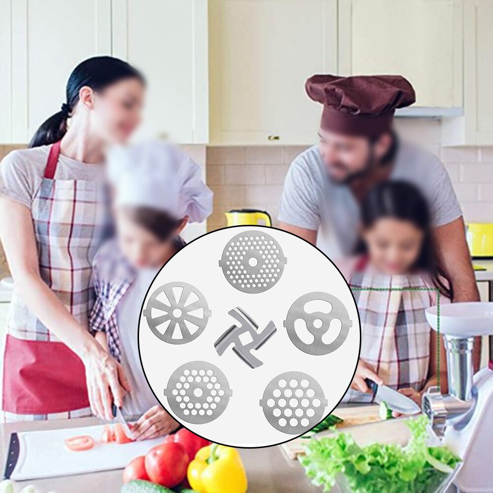 6PC Meat Grinder Mixer Plate Discs Stainless Steel Kit Food Grinders Accessories