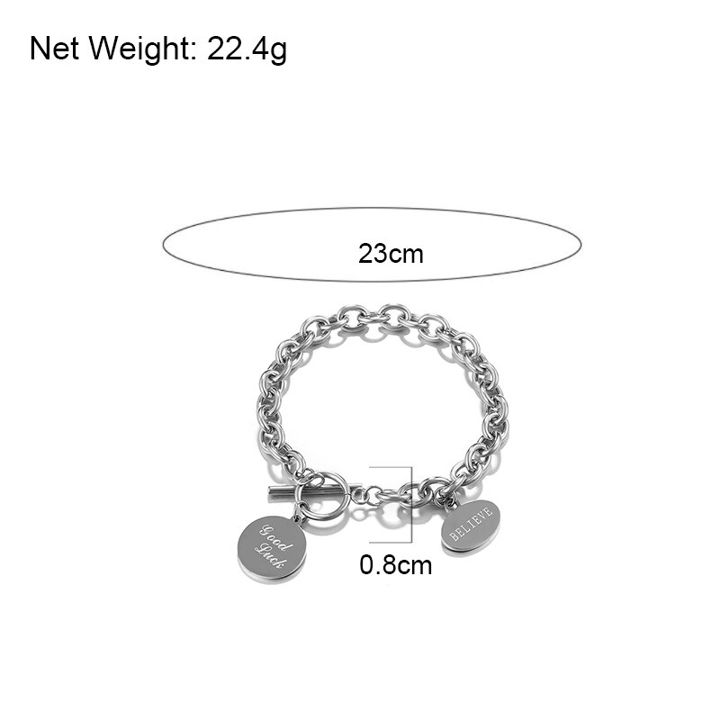 Flashbuy-pulsera redonda de acero inoxidable, tendencia de pulsera con cadena, hebilla OT, clásica, de Metal, Punk, de aleación, Vintage