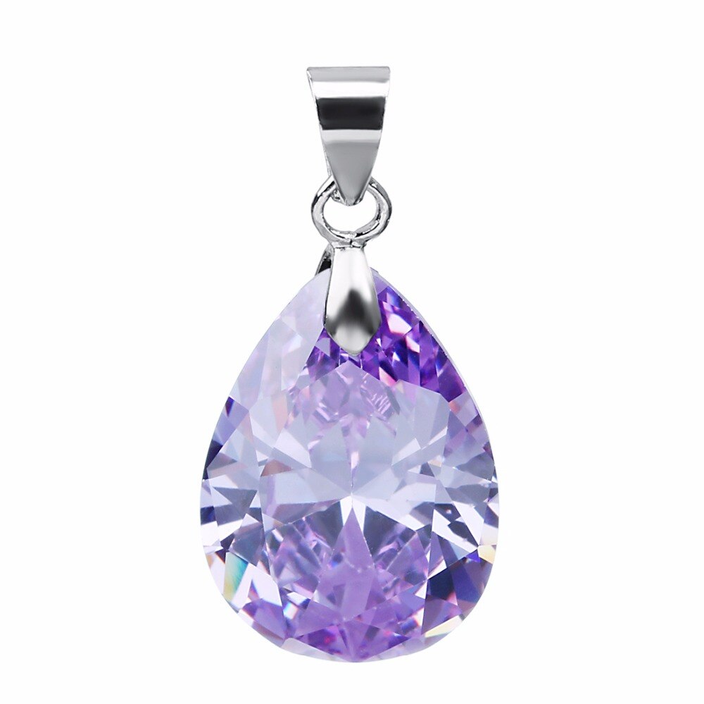 2 pz/lotto di Colore Argento AAA Cubic Zirconia Acqua Pendente di Goccia Viola Rosso CZ Per La Collana Degli Orecchini Del Pendente Per Le Donne di Nozze