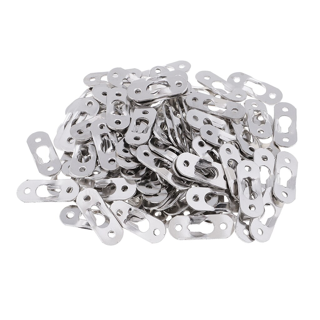 100 Pcs Sliver Heavy Duty Keyhole Hangers Photo Frame Hook Picture Hangers