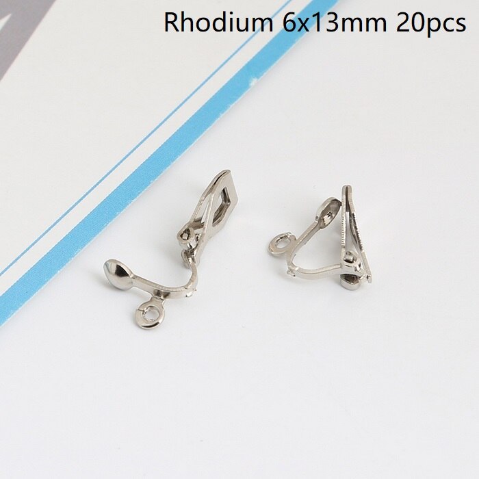 20 teile/los Rose Gold Rhodium Farbe KEIN durchbohren Ohrringe Clips 6x13mm Kupfer leer Basis Einstellungen Handwerk für DIY Ohr Schmuck Machen: Rhodium