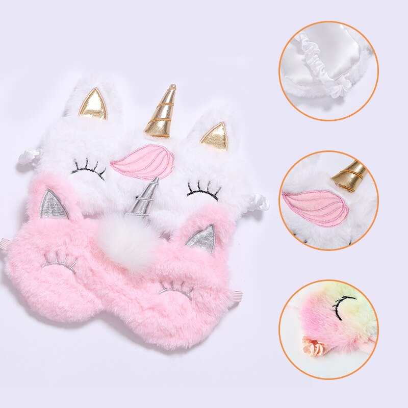 Mascarilla de Ojos de unicornio para dormir, 1 Uds., cubierta de felpa para sombra de ojos, venda visera, viaje, casa, niños, de cumpleaños