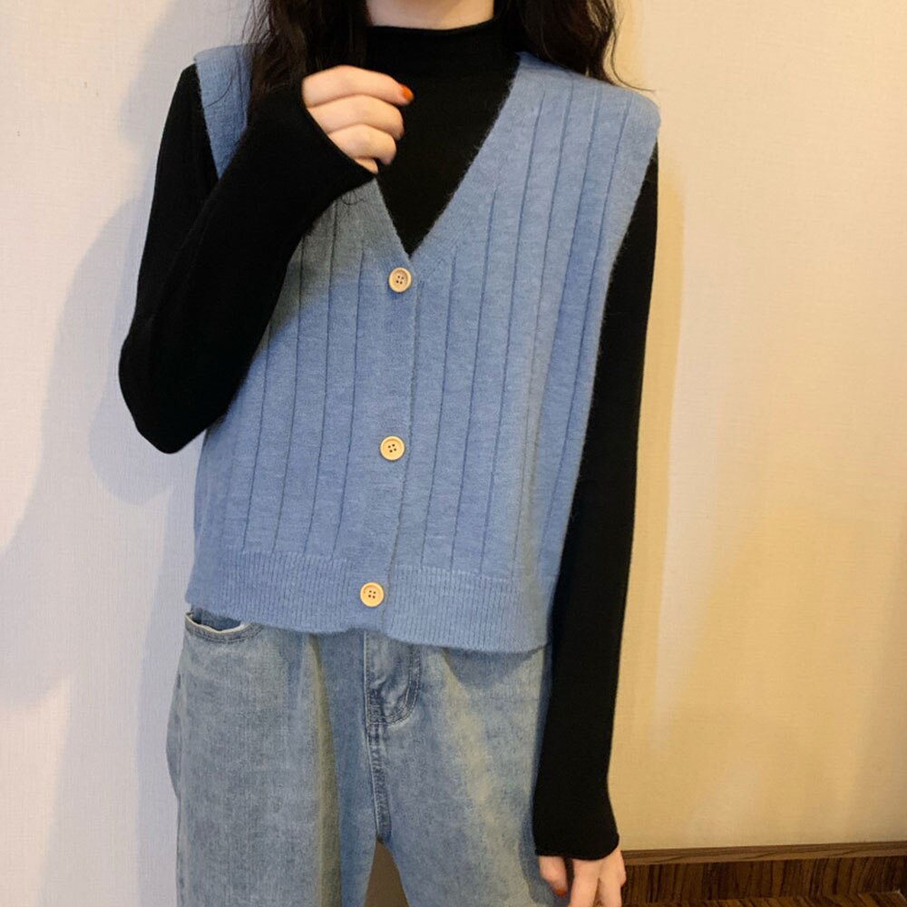Damestrui, mouwloos vest met v-hals, gebreide trui met knopen, handgebreid lang vest, warme mouwloze jas, wintervest - België Damestrui, mouwloos vest met v-hals, gebreide trui met knopen, handgebreid lang vest, warme mouwloze jas, wintervest - België