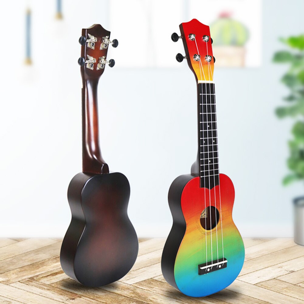 Ukulele Soprano acoustique de 21 pouces, Kit Uke en tilleul avec sac de transport, cordes de sangle Uke, médiators de guitare, accordeur noir: Single A