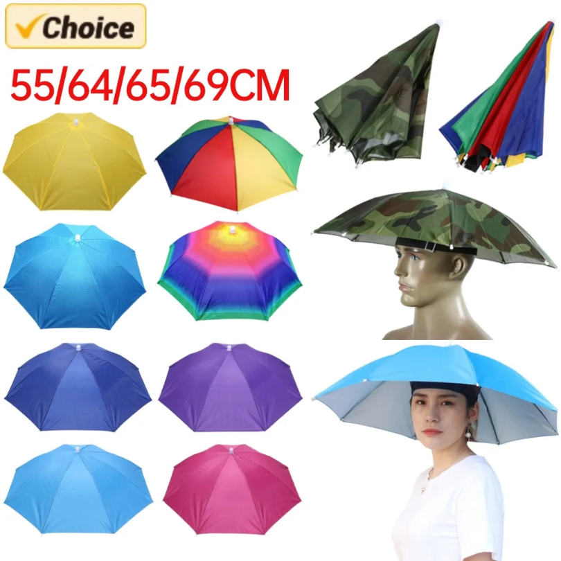 Draagbare Opvouwbare Regenparaplu Hoed Outdoor Vissen Zonnescherm Cap Waterdicht Camping Vissen Hoofddeksels Anti-Uv Strand Hoed 55-95CM