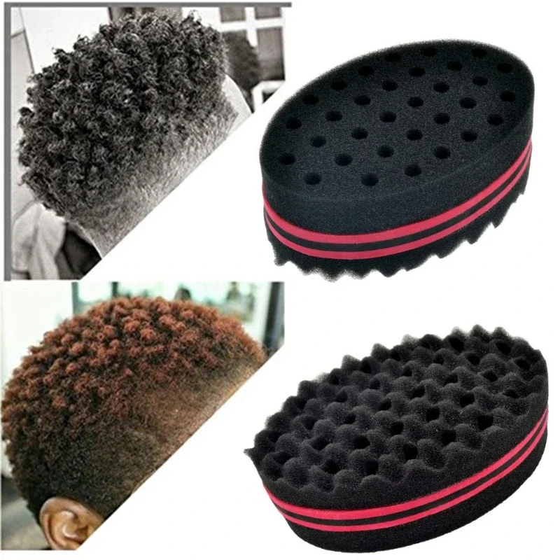 Cepillo de pelo ovalado de doble cara, cepillo de esponja mágico para bobina Afro Natural, cepillos de esponja para rastas, trenzas de cabello trenzado