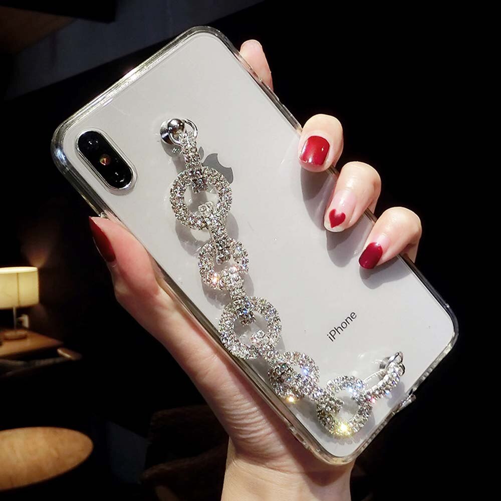 Funda transparente con diamantes de imitación para teléfono móvil, funda suave para iPhone XS 11 Pro MAX XR X XS Max 11 7 6 6S 8 Plus: iphone XR