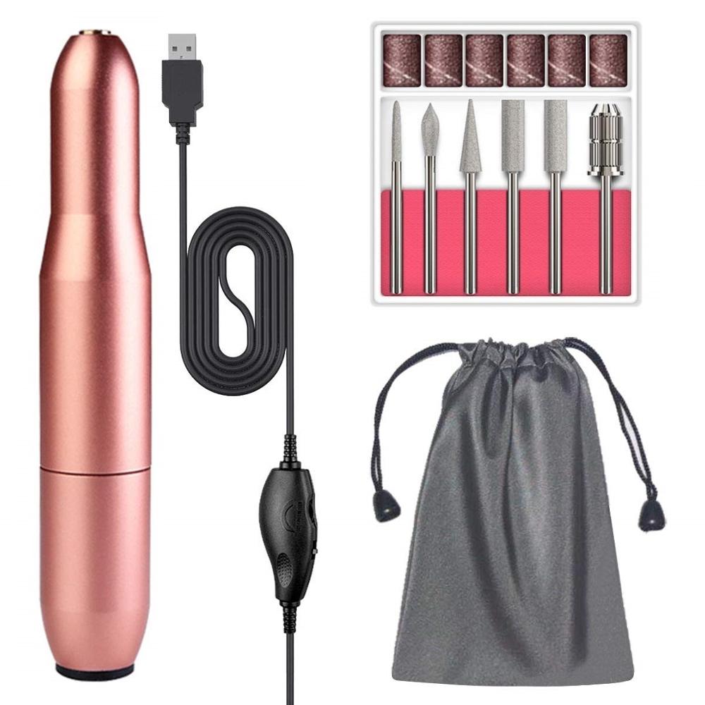 YBLNTEK-máquina pulidora eléctrica para uñas, con carga USB, para manicura y pedicura, para salón de casa: Rose Gold