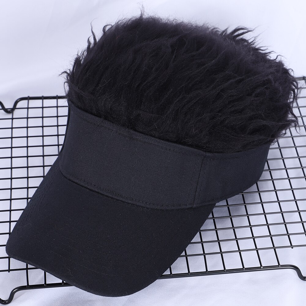 Baseball Cap With Spiked Hairs Wig Baseball Hat With Spiked Wigs Men Women Casual Concise Sunshade Adjustable Sun Visor: Black