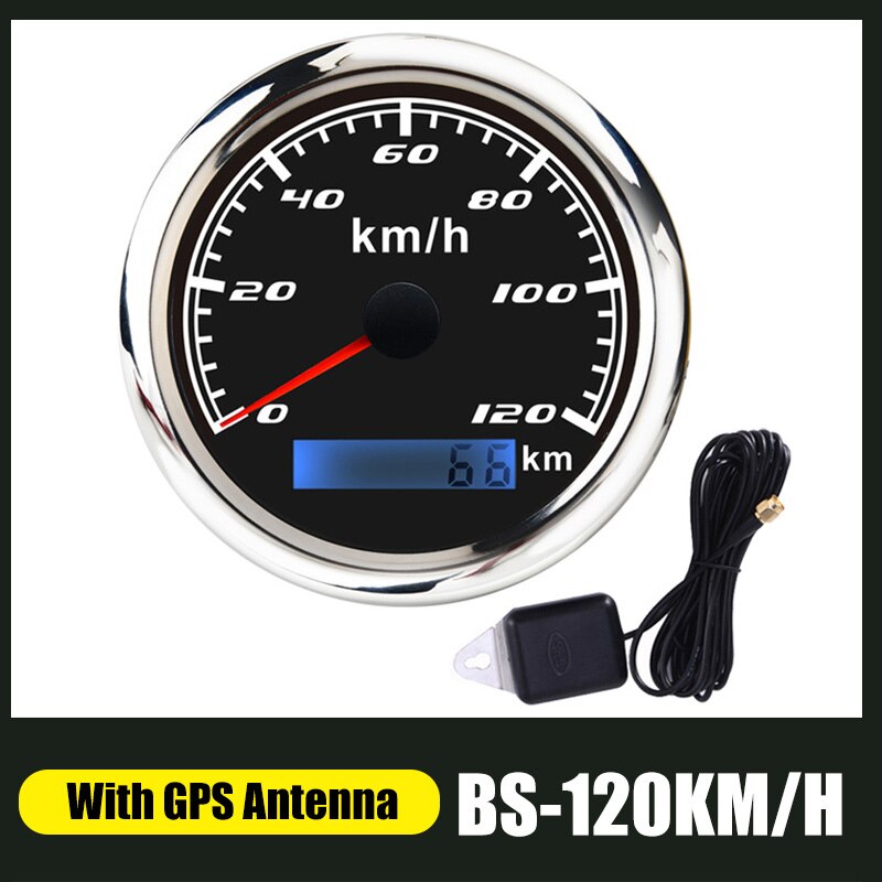 60 km/h GPS Speedometer Odometer 85mm Speed Gauge 120km/h 200km/h With GPS Antenna For Marine Boat Car ATV Truck Red Backlight: GPS 120K-BS