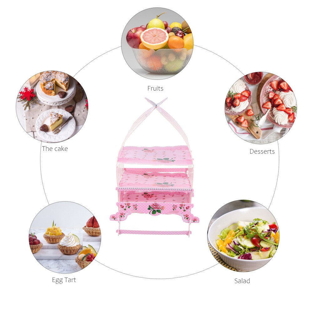 Creatieve Vogelkooi Vorm Cake Rack Drie-Layer Dessert Houder Papieren Cake Houder