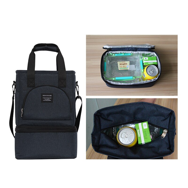 13L Afneembare Twee Lagen Koeltas Lekvrije Thermische Koele Schoudertas Ice Pack Picknick Lunchbox Inuslation Handtas Cool tas