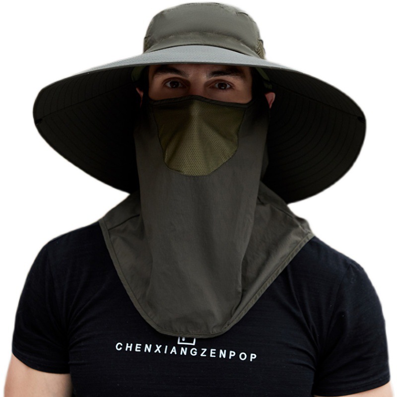 Removable Summer Sun Foldable Cowboy Hats Big Brim Caps Outdoor Anti-UV Fishing Hat Face Neck Protection Breatha Bucket Hat