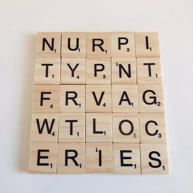 10pcs/set Wooden Scrabble Letter Tiles Game English Words Wooden Letters Alphabet Tiles Black Scrabble Toy Kids Christmas