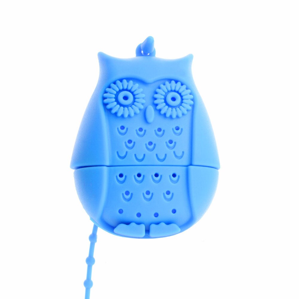 1pc söta flamingo tesil tepåsar silikon lösbladste teinfuser filter diffuser rolig tecknad tetillbehör ananas: Blå uggla