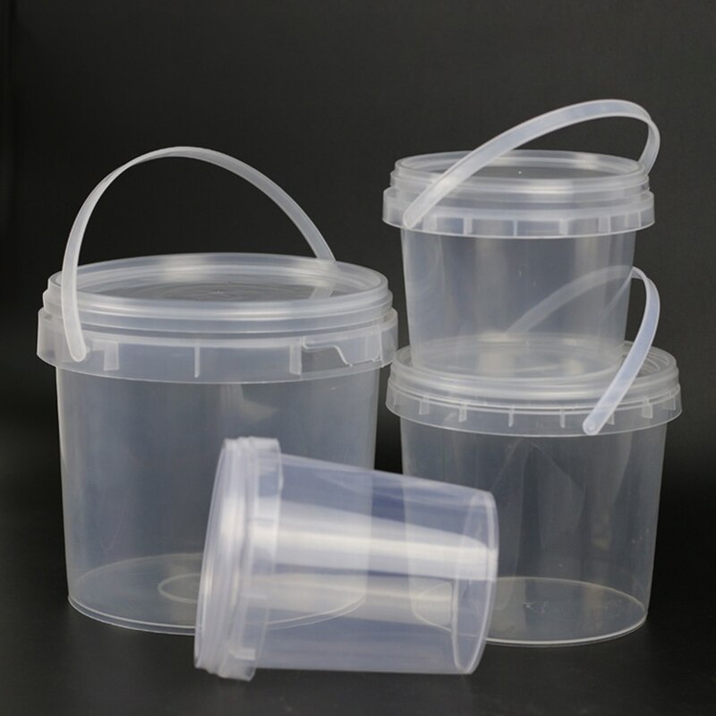 Transparent Plastic Bucket with Handle and Lid Good Sealing Storage Container Portable Laundry Condensation Bead Storage Box