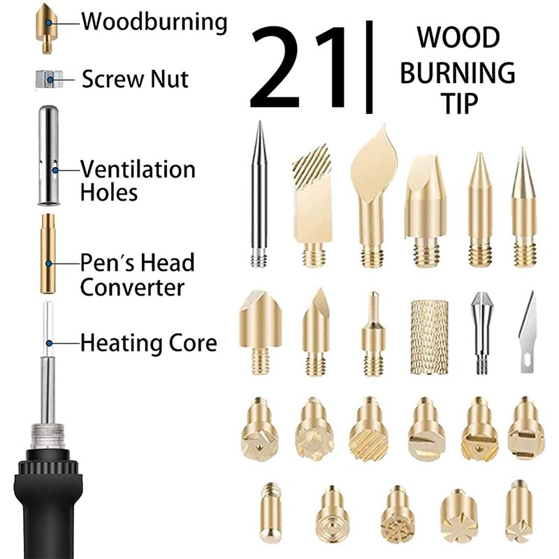 Holz Brennen Bausatz, Holz Brenner Stift Werkzeug, Kreative Werkzeug einstellen Einstellbare Temperatur Für Präge/Carving UNS Stecker