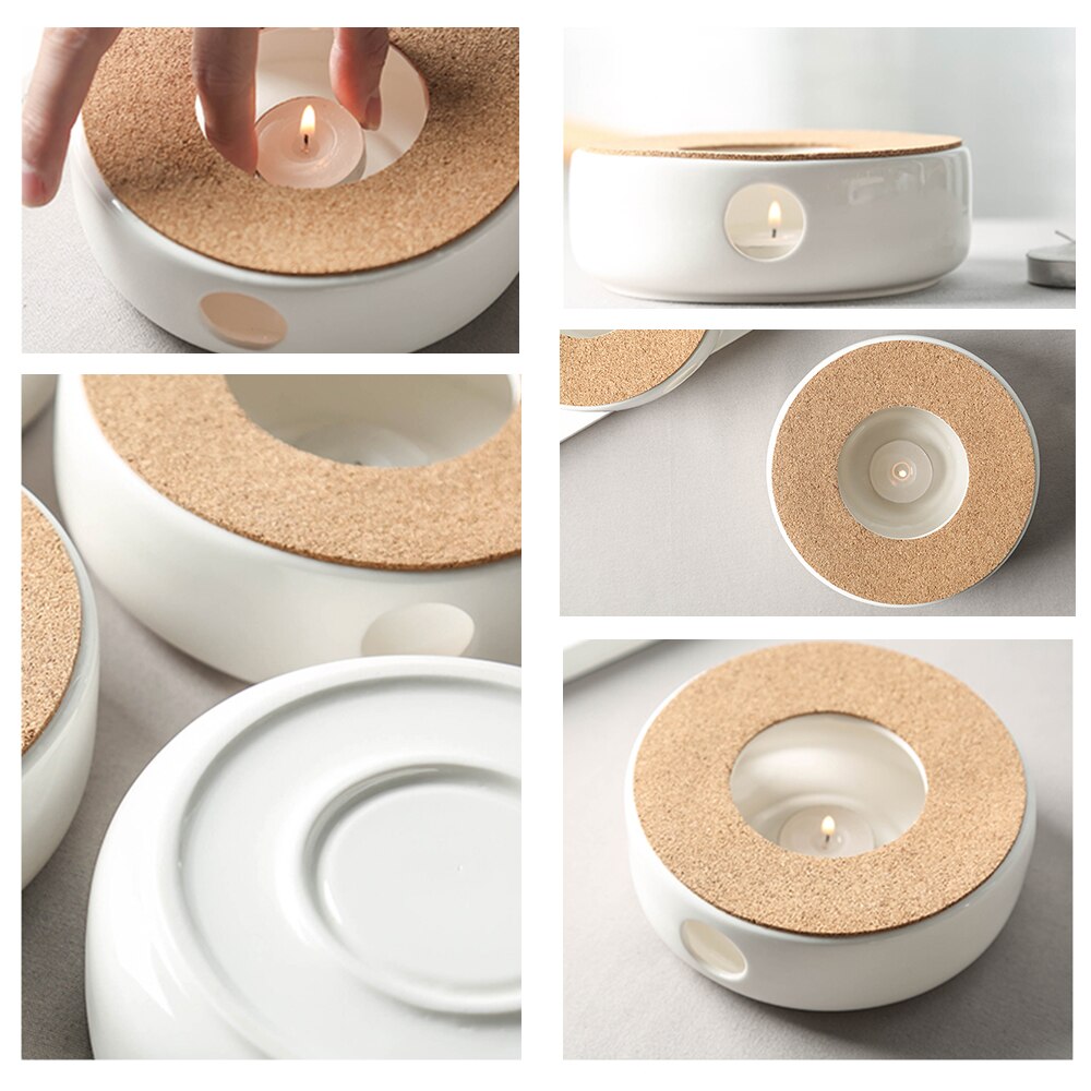 Klassieke Porselein Theepot Warmer Met Veilig Te Gebruiken Kurk Stand Voor Theepot Thee Melk Koffie Warmer Met Kaars Kamer Theelichtje houder