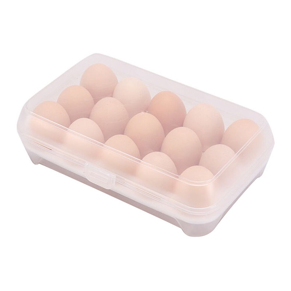 15 celler æg bærbart køleskab frisk æske opbevaringsbeholder sag vild opbevaringsboks multifunktionelle æg skarpere køkkenudstyr: Hvid