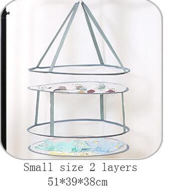 Round Clothes Dryer Laundry Basket Garment Rack Folding Hanging Sweater Drying Cloth Net Dry Rack Hanger For Underwear Socks: 0181- Small 2 layers
