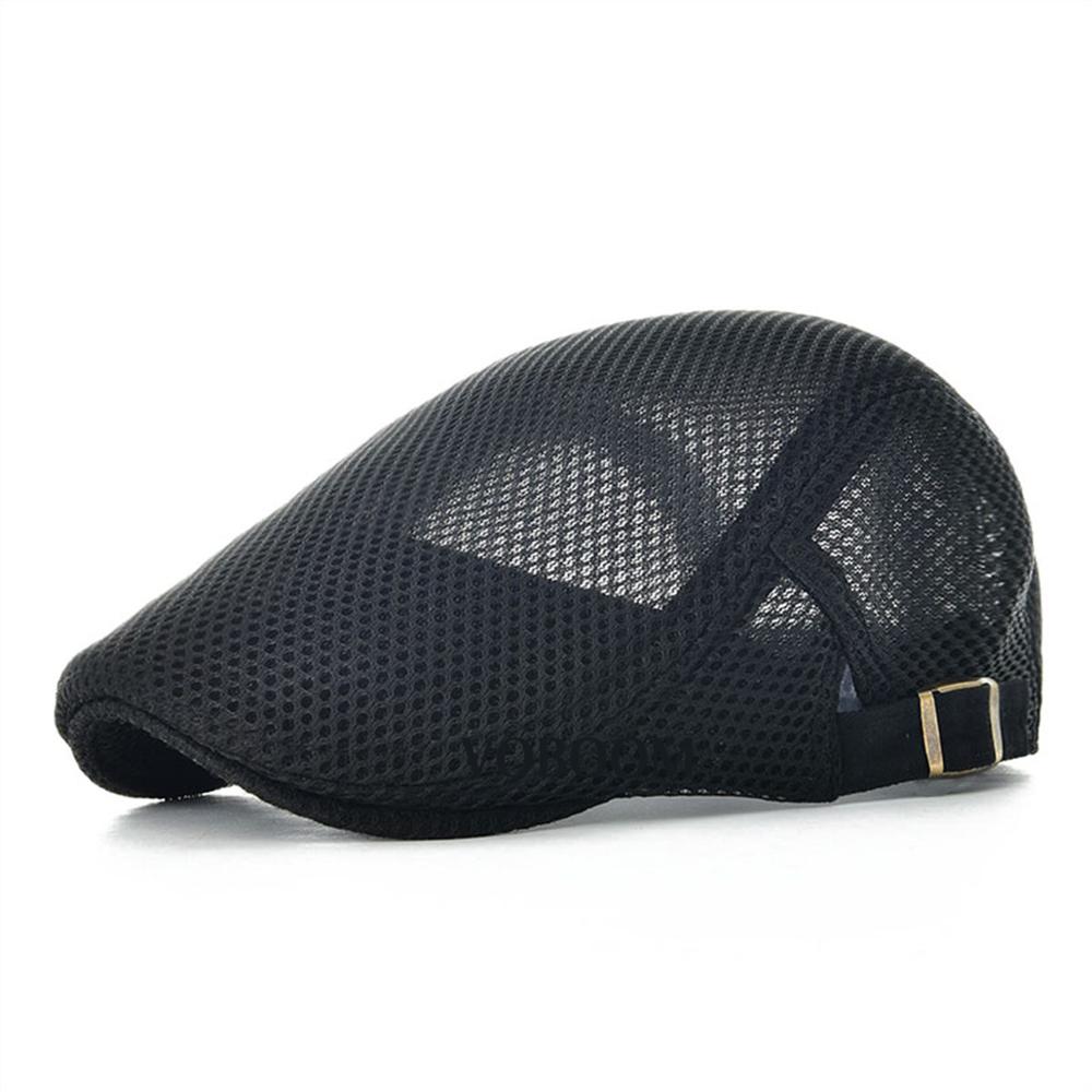 VOBOOM Summer Mesh Irish Cap Golf Ivy Jeff Caps Men Women Lightweight Net Cabbie Newsboy Driver Gatsby Hat Boina: black