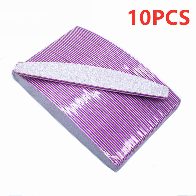 10PCS/Set Acrylic Nail File Buffer 100/180 Double Side Of The Nail File Buffer Trimmer Lime Buffer Nail File Nail Art Tools: 10PCS-B-Gray