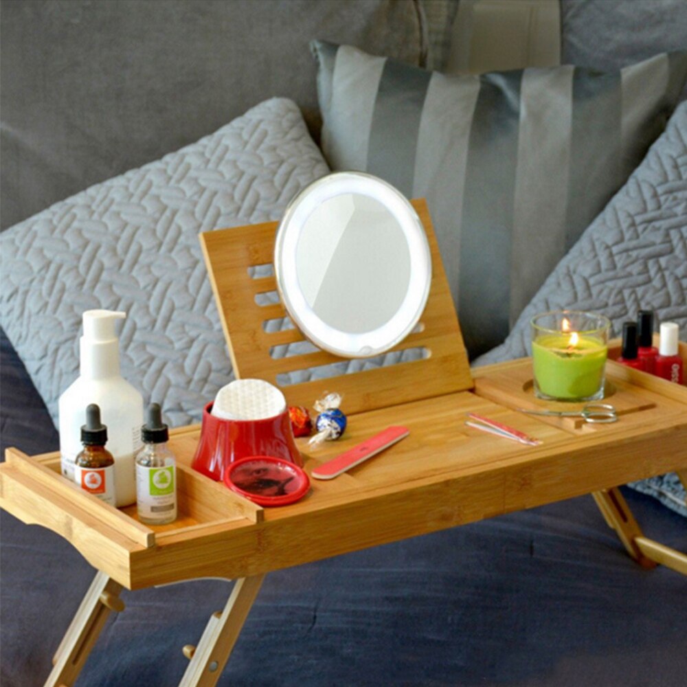 Extendable Bamboo Bathtub Tray Caddy Bath Tray Wooden Bath Racks Bathroom Foldable Bath Tub Tray/ Bridge/ Shelf Organizer