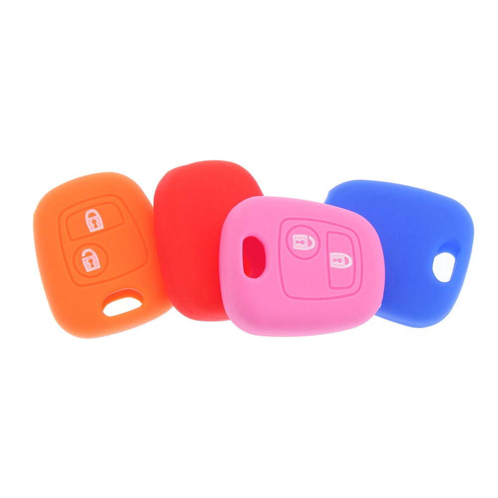 Capa de chave de carro de silicone, para peugeot 206 307 207, 2 botões, capa de chave de carro, suporte, conjunto de chave remota, imperdível capa protetora de chave macia