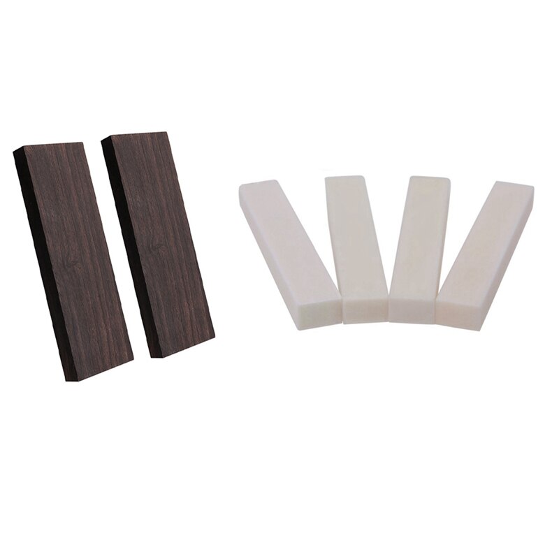 4Pcs Bone Material DIY Unslotted Nut With 2Pcs Black Ebony Lumber Wood Timber Handle Plate: Default Title