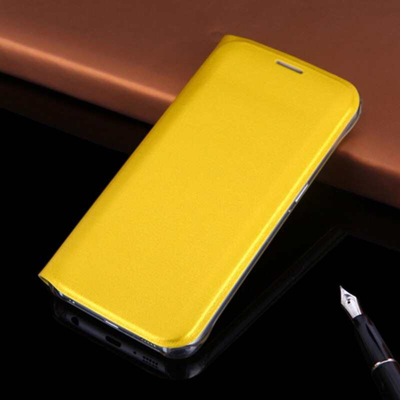 Slim Wallet Holster Original Leather Case Flip Cover Card Holder Sleeve Bag For Samsung Galaxy S6 G920 / S6 Edge G925 5.1inch: For Galaxy S6 / Yellow