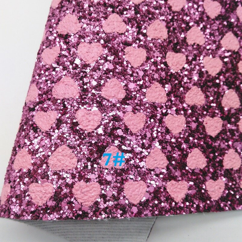 O glitterwishcome 21x29cm a4 tamanho corações imprimiu o couro grosso do brilho, vinil da tela do couro do falso para arcos, gm599b: 7