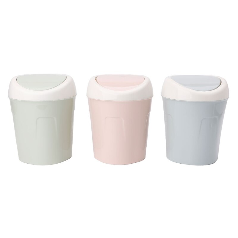 Mini Rolling Cover Desktop Garbage Can Trash Waste Bin Basket Dustbin Container Home Car Case Ash Urns